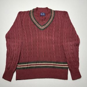 Wakefield Kenneth Striped V-Neck Long Sleeve Cable Knit Sweater Women's Sz L